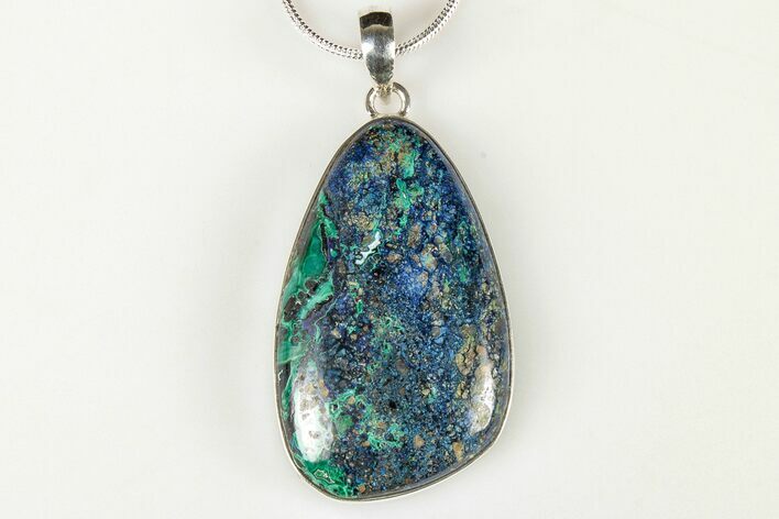 Vibrant Malachite & Azurite Pendant - Sterling Silver #192442